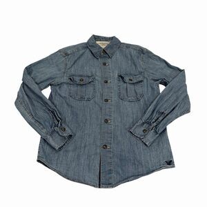 American Eagle Vintage Men's Blue Denim Long Sleeve Button Up Casual Classic